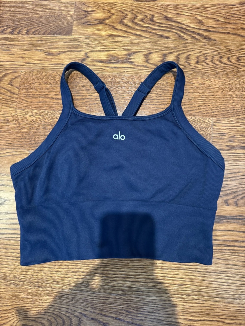 Alo Navy Seamless Ribbed Favorite Bra Tank